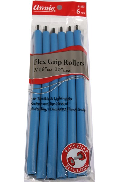 ANNIE Flex Grip Rollers (10inch Long) - 9/16" Diameter 6ct (Blue)