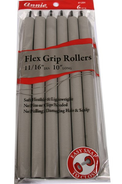 ANNIE Flex Grip Rollers (10inch Long) - 11/16" Diameter 6ct (Gray)
