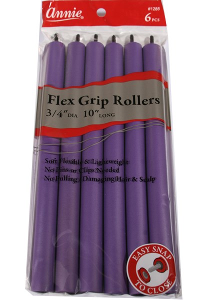 ANNIE Flex Grip Rollers (10inch Long) - 3/4" Diameter 6ct (Purple)