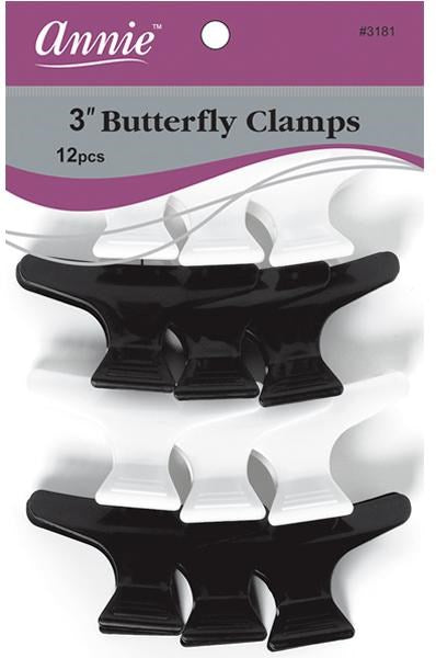ANNIE 12pcs Butterfly Clamps Black & White - 3"