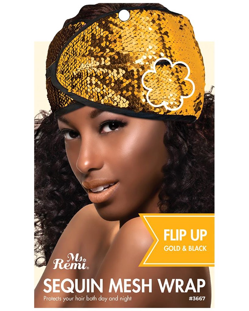 ANNIE Sequin Mesh Wrap - Flip Up - Gold and Black