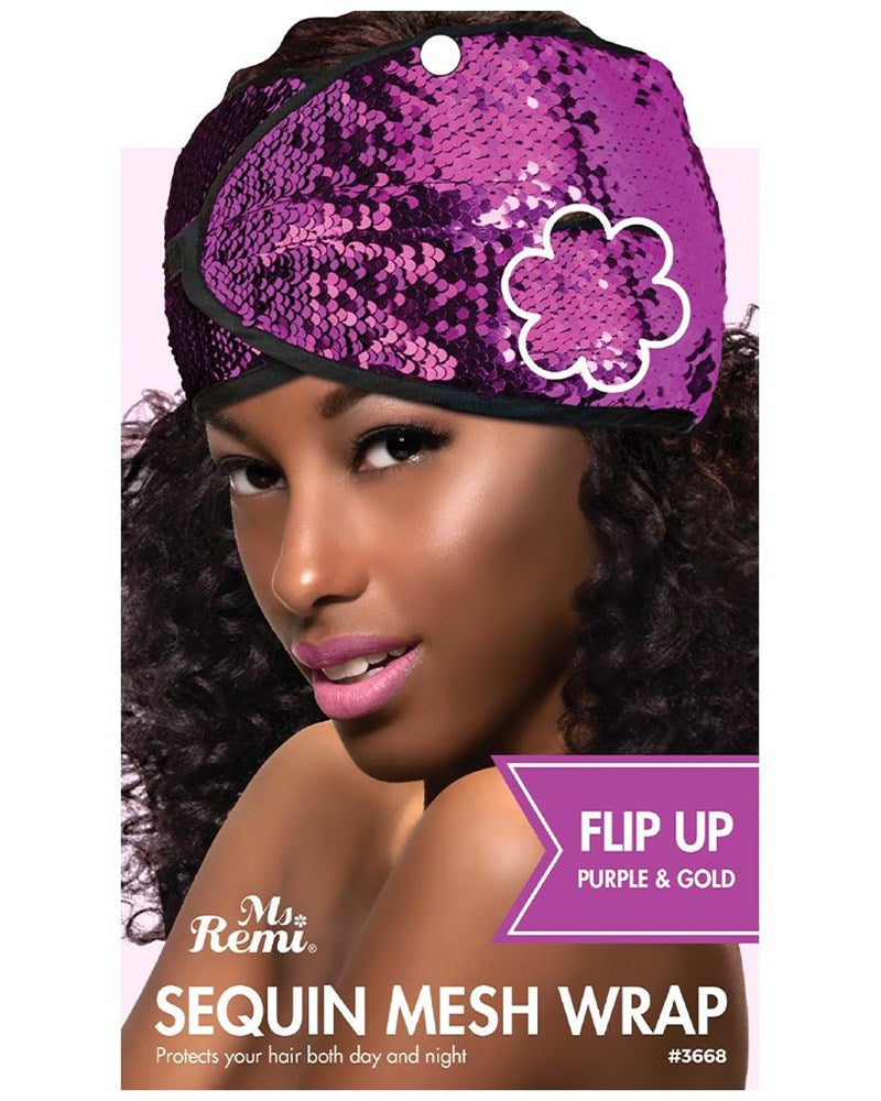 ANNIE Sequin Mesh Wrap - Flip Up - Purple and Gold