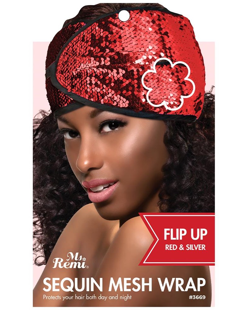 ANNIE Sequin Mesh Wrap - Flip Up - Red and Silver