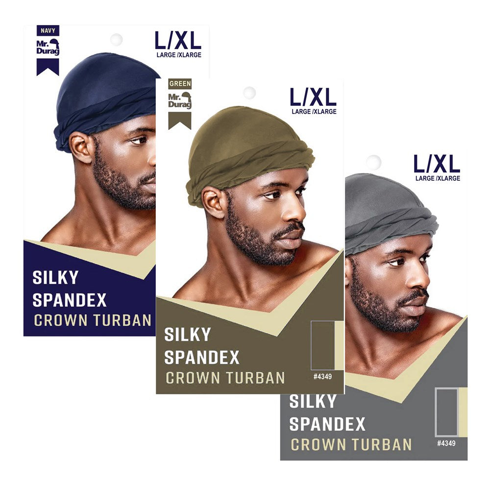 ANNIE Mr. Durag Silky Spandex Crown Turban (L/XL) - Assorted