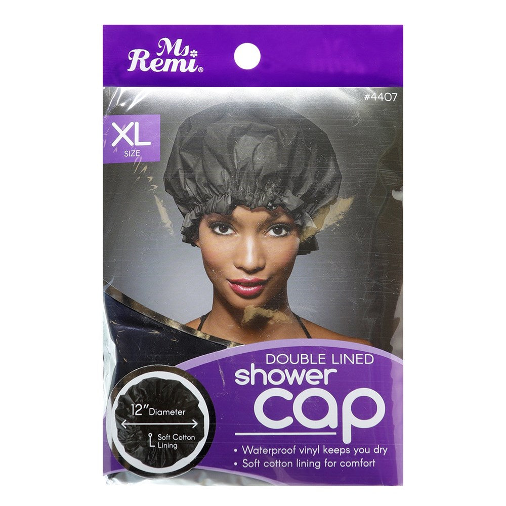ANNIE Double Lined Shower Cap [X-Large] - Black