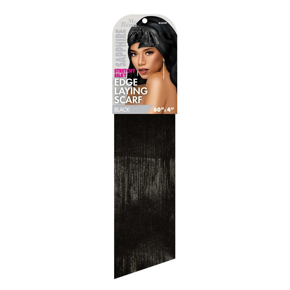 ANNIE Ms. Remi Sapphire Stretchy Edge Laying Scarf (60inch Long) - Black