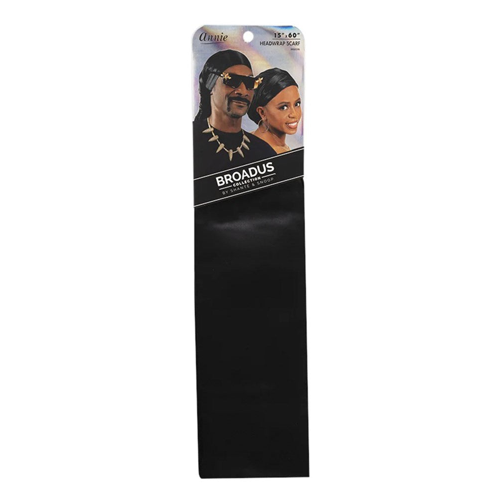 ANNIE Broadus Collection Headwrap Scarf (60inch x 15inch) - Black