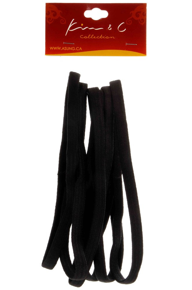 KIM & C 6pcs Elastic Headbands [Thick & Long] - Black