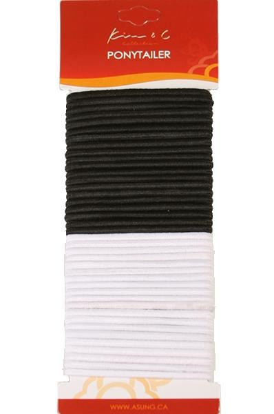 KIM & C 40pcs Ponytail Holders - Black and White