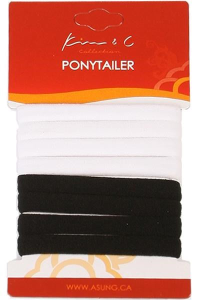 KIM & C 8pcs Ponytail Holders - Black and White