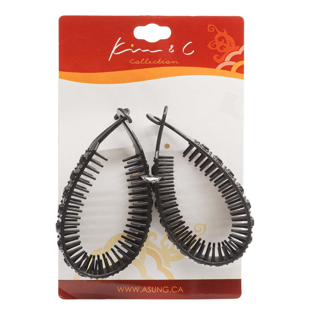 KIM & C 2pcs Flexible Comb Hair Clips - Black