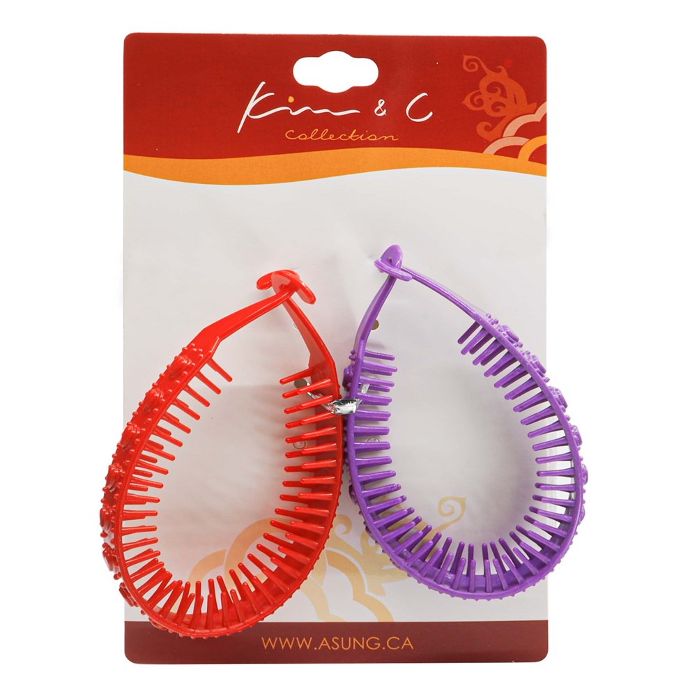KIM & C 2pcs Flexible Comb Hair Clips - Assorted
