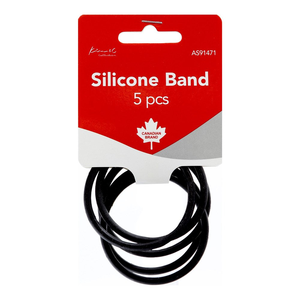 KIM & C Silicone Hair Band Ponytailers (5pcs) - Black
