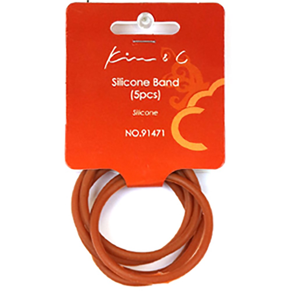 KIM & C Silicone Hair Band Ponytailers (5pcs) - Brown