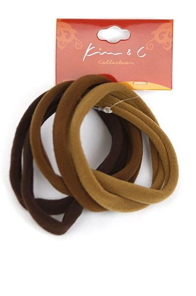 KIM & C 6pcs High Elastic Ponytailer - Brown Assorted