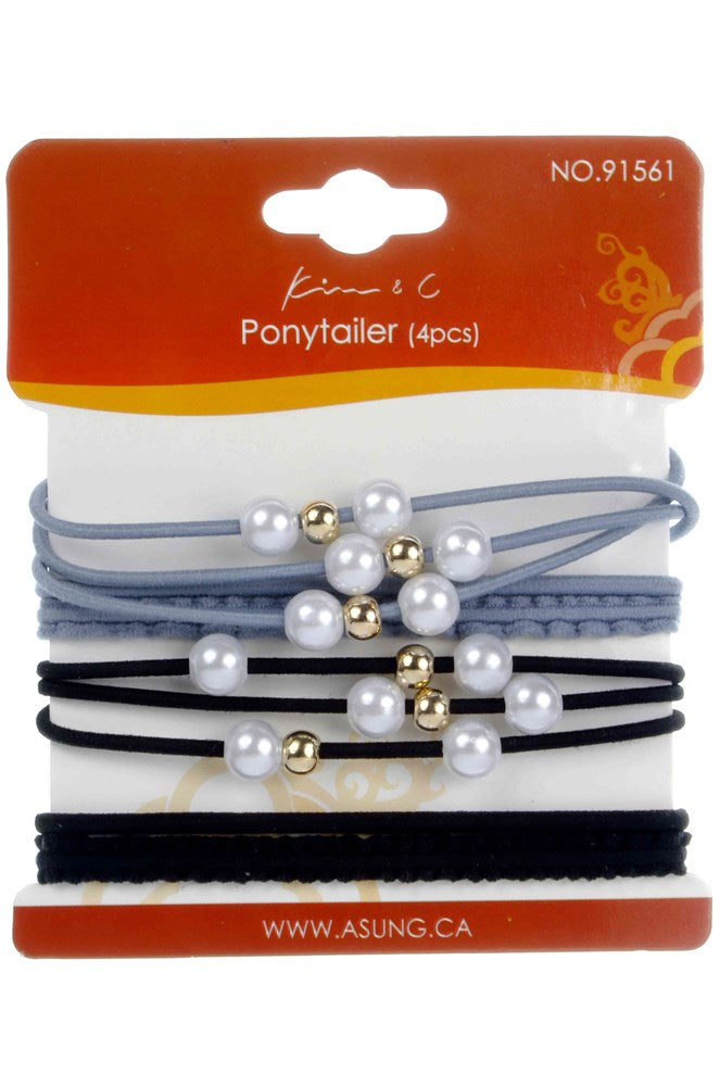 KIM & C 4pcs Hair Ponytailer - Black and Gray