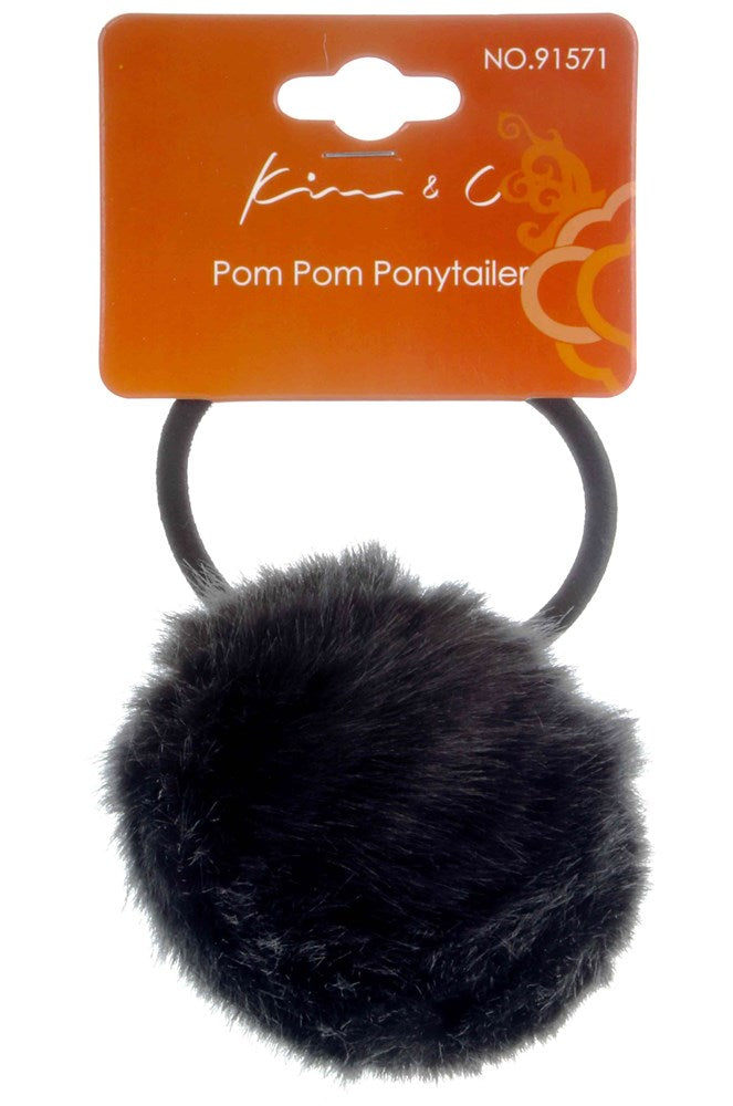 KIM & C Pom Pom Ponytailer Assorted - Black