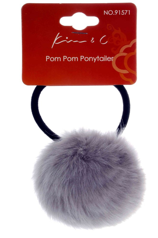 KIM & C Pom Pom Ponytailer Assorted - Grey
