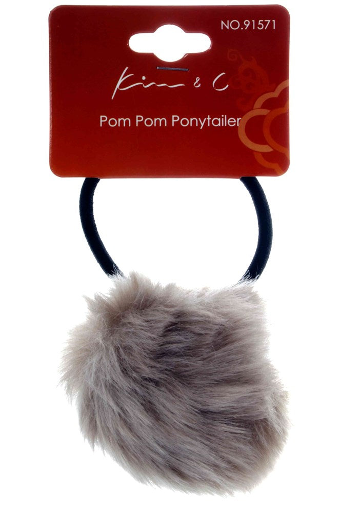 KIM & C Pom Pom Ponytailer Assorted - Mocha