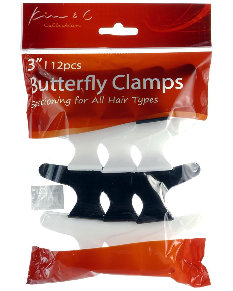 KIM & C 12pcs Butterfly Clamps (3inch) - Black and White