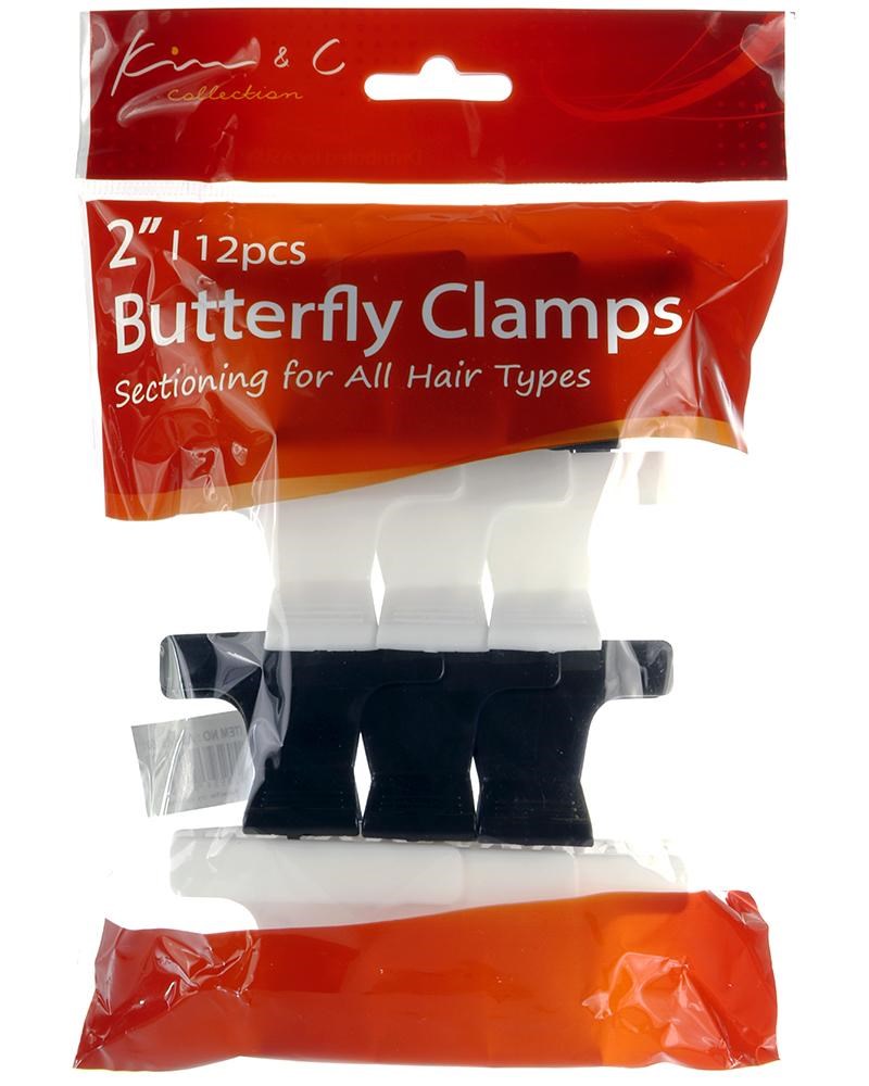 KIM & C 12pcs Butterfly Clamps (2inch) - Black and White
