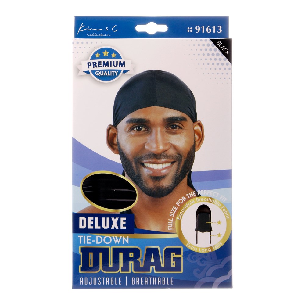 KIM & C Deluxe Tie-Down Durag - Black