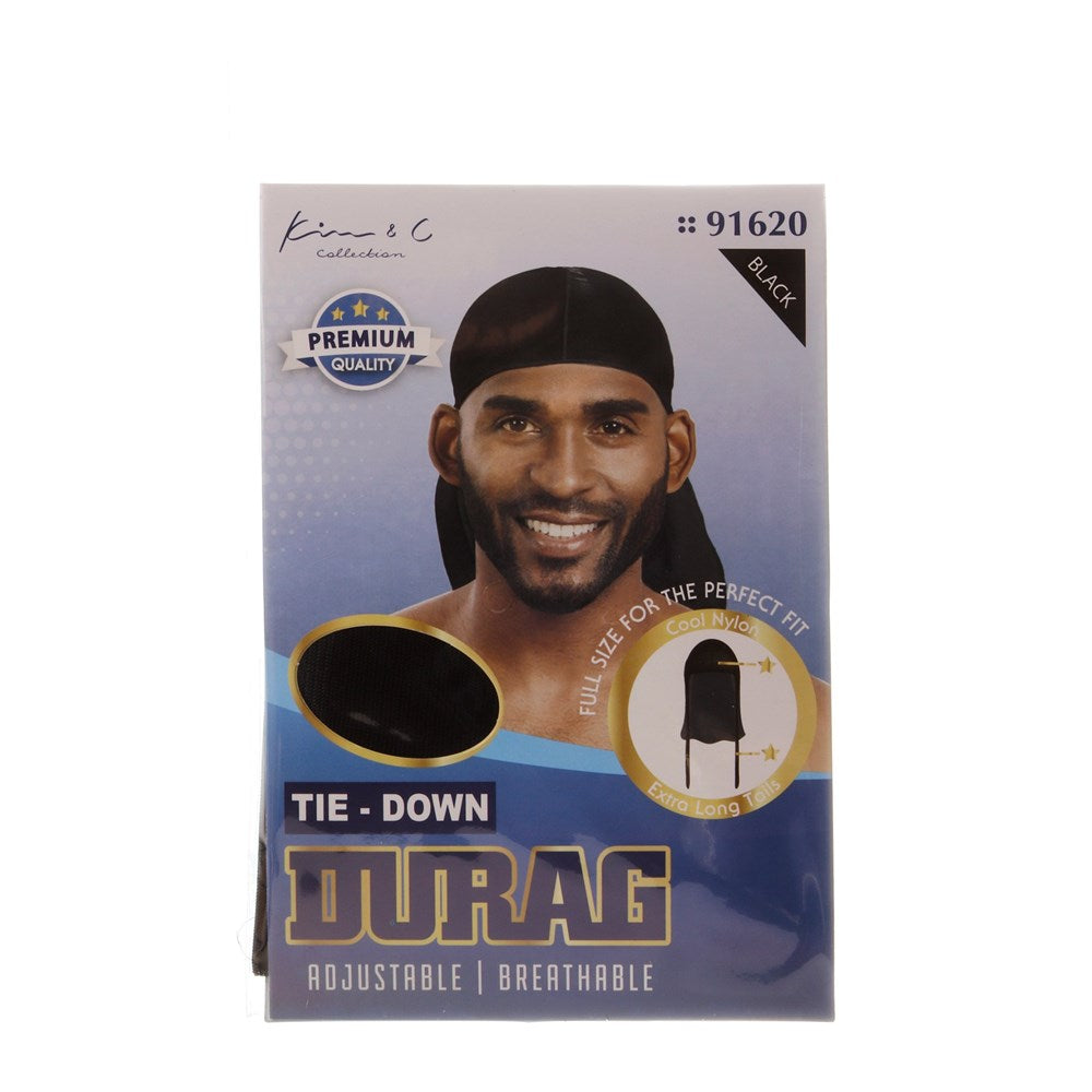KIM & C Satin Tie-Down Durag - Black