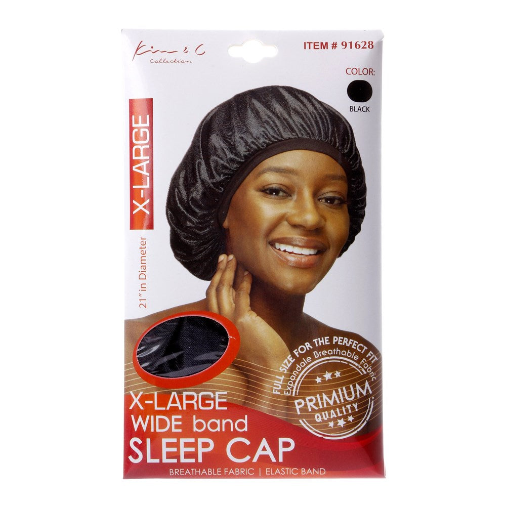KIM & C X-Large Wide Band Sleep Cap - Black