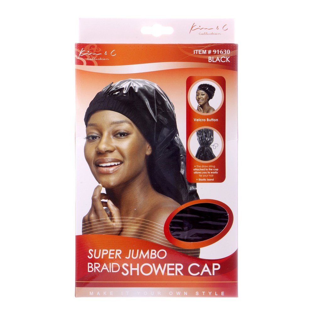 KIM & C Super Jumbo Braid Shower Cap - Black