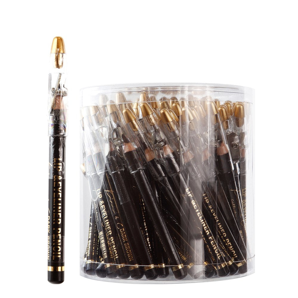 KIM & C Mini Lip & Eyeliner Pencil with Sharpener (72pcs/jar) - Dark Brown
