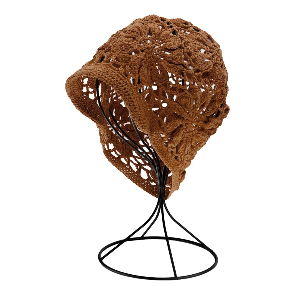 KIM & C Handmade Fashion Floral Design Hat - Brown
