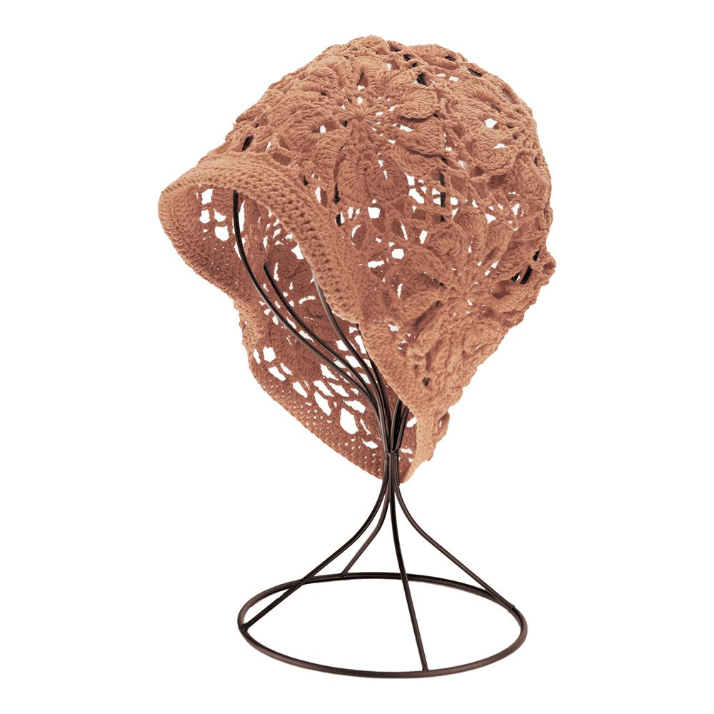KIM & C Handmade Fashion Floral Design Hat - Caramel