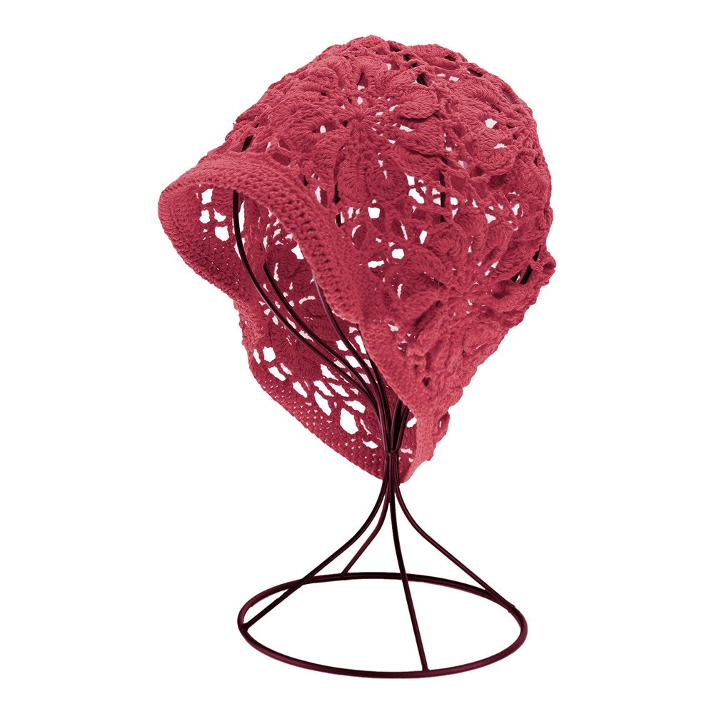 KIM & C Handmade Fashion Floral Design Hat - Burgundy
