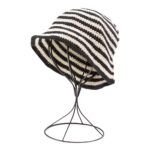 KIM & C Handmade Fashion Bucket Stripe Hat - Black / Beige