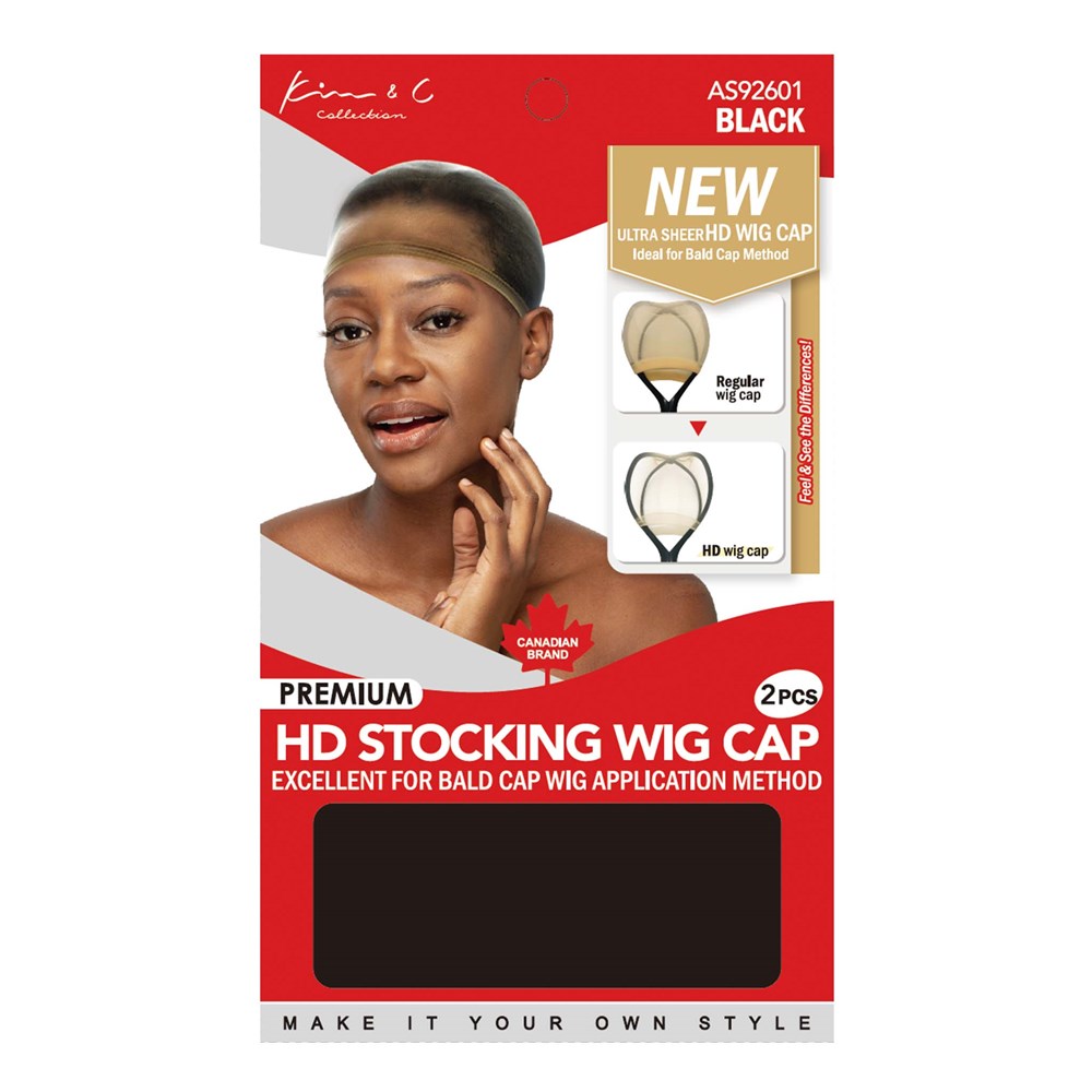 KIM & C Premium HD Stocking Wig Cap (2pcs) - Black