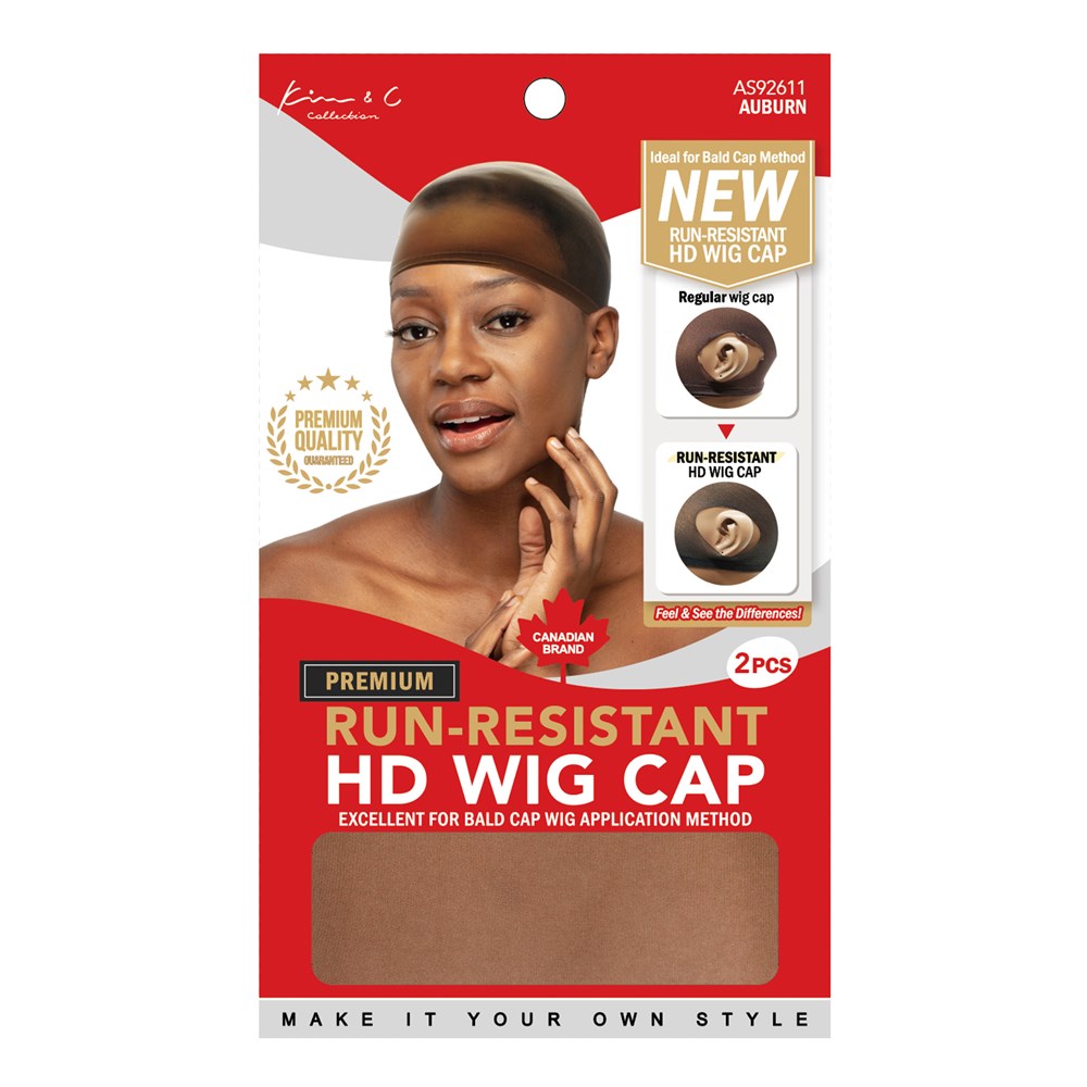 KIM & C Premium Run-Resistant HD Wig Cap (2pcs) - Auburn