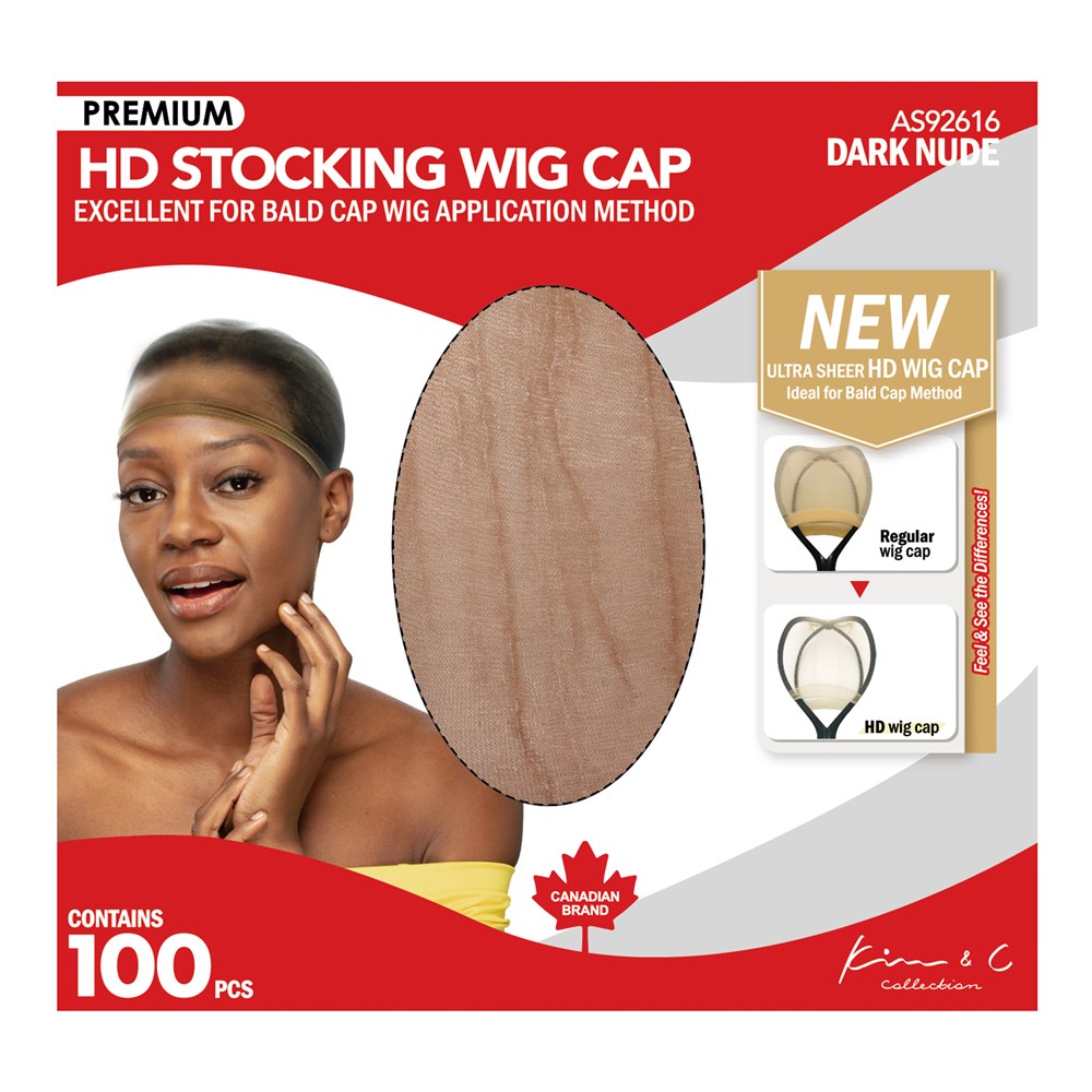 KIM & C Premium HD Stocking Wig Cap Bulk Pack (100pcs) - Dark Nude