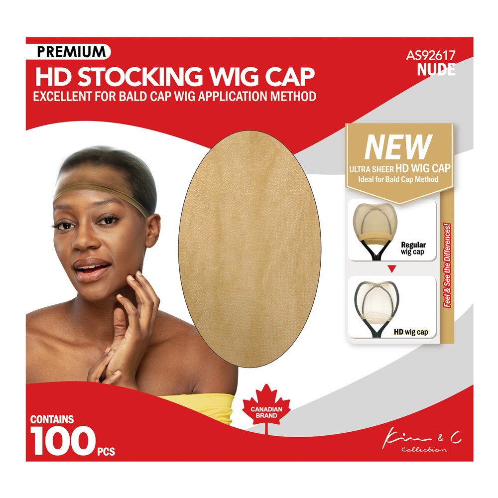 KIM & C Premium HD Stocking Wig Cap Bulk Pack (100pcs) - Nude