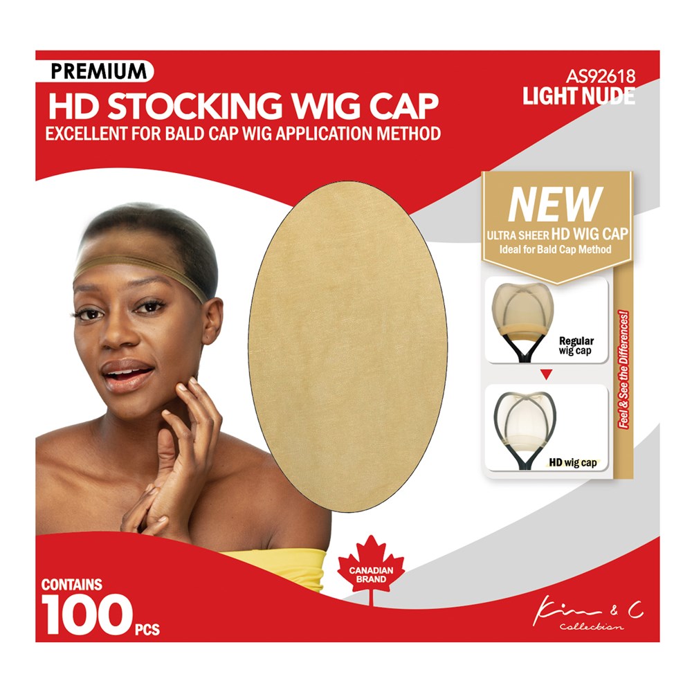 KIM & C Premium HD Stocking Wig Cap Bulk Pack (100pcs) - Light Nude