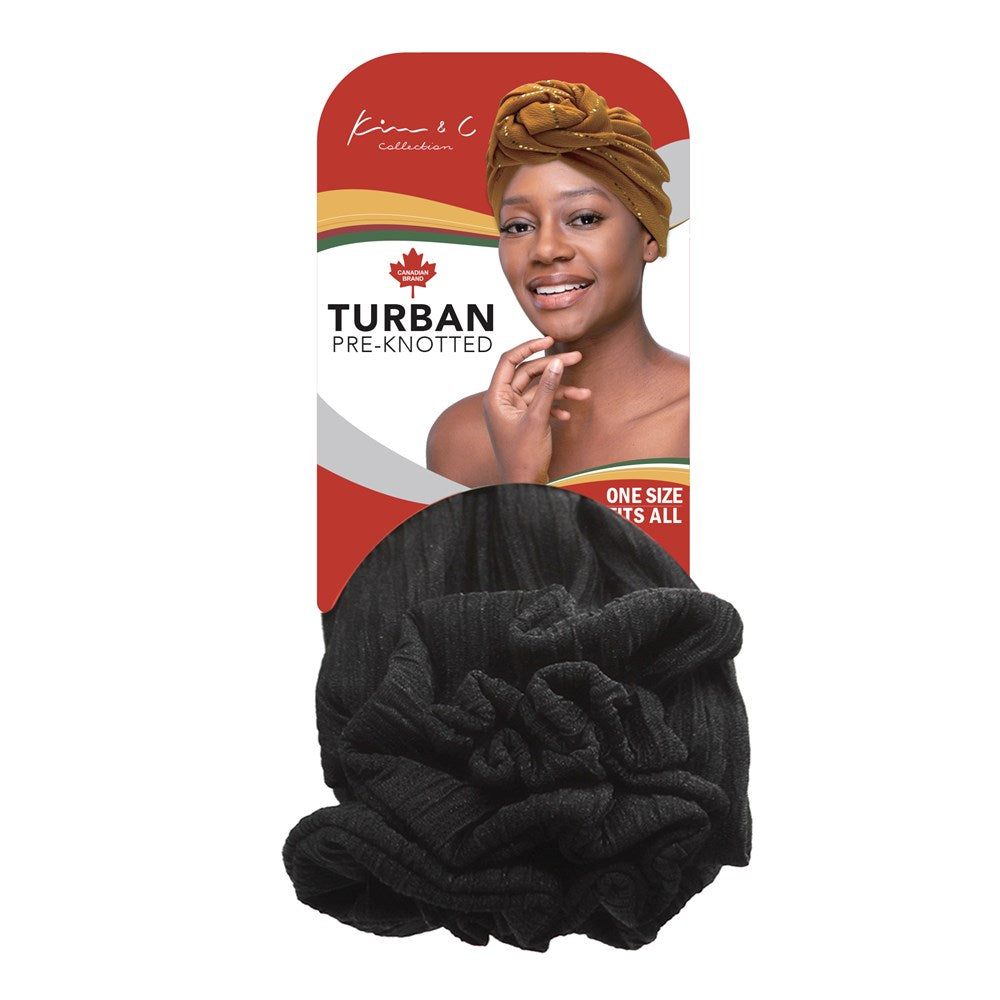 KIM & C Premium Pre-Knotted Turban - Black