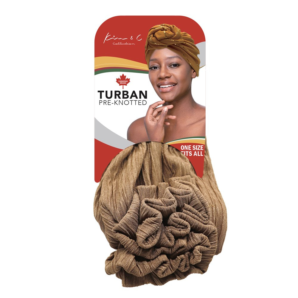 KIM & C Premium Pre-Knotted Turban - Light Brown