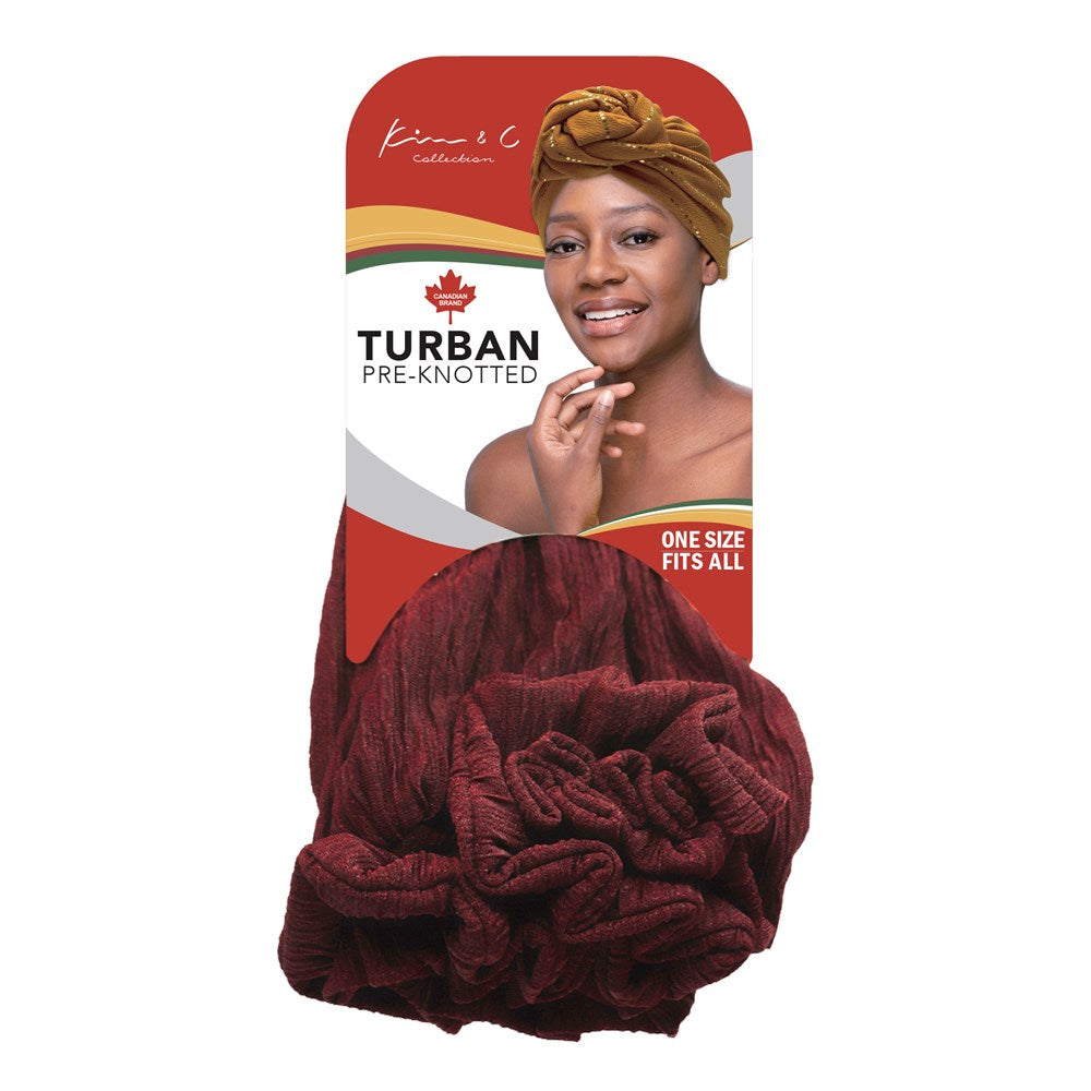 KIM & C Premium Pre-Knotted Turban - Burgundy