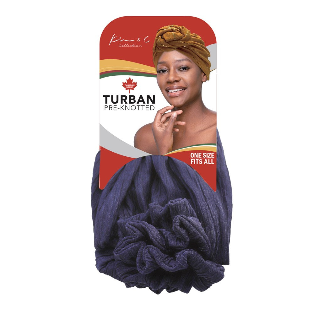 KIM & C Premium Pre-Knotted Turban - Navy