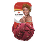 KIM & C Premium Pre-Knotted Turban with Gold Line - Red
