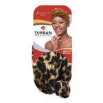 KIM & C Premium Pre-Knotted Turban with Animal Pattern - Brown