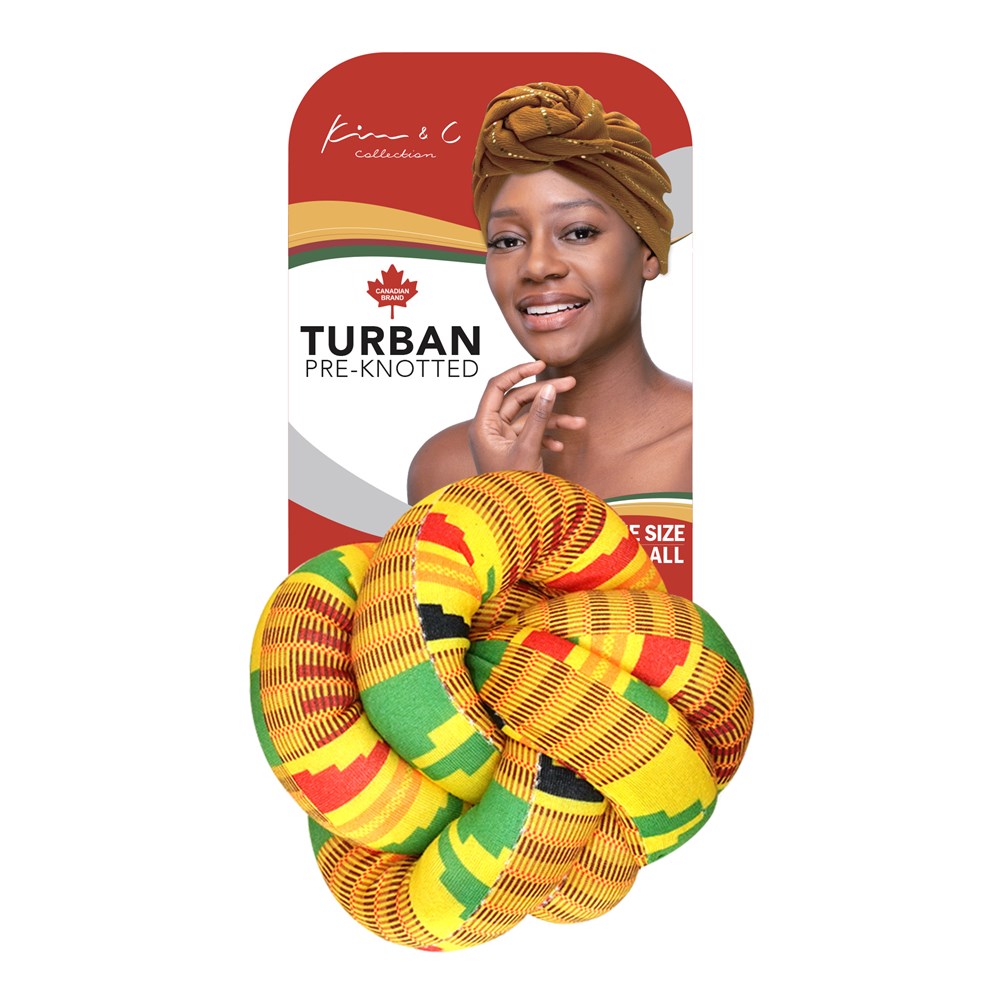 KIM & C Premium Pre-Knotted Turban with African Pattern - Pattern 1