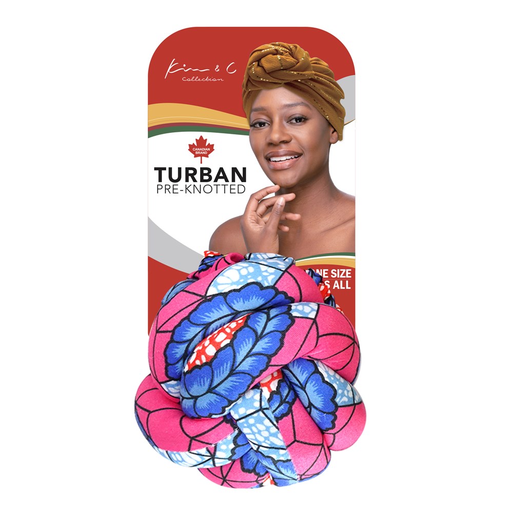 KIM & C Premium Pre-Knotted Turban with African Pattern - Pattern 4