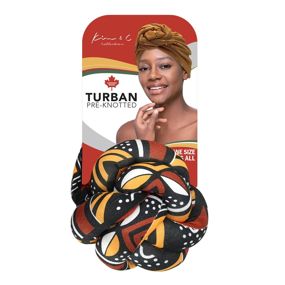 KIM & C Premium Pre-Knotted Turban with African Pattern - Pattern 5