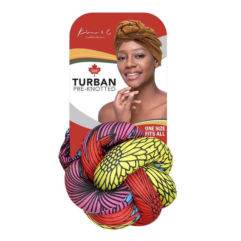 KIM & C Premium Pre-Knotted Turban with African Pattern - Pattern 6