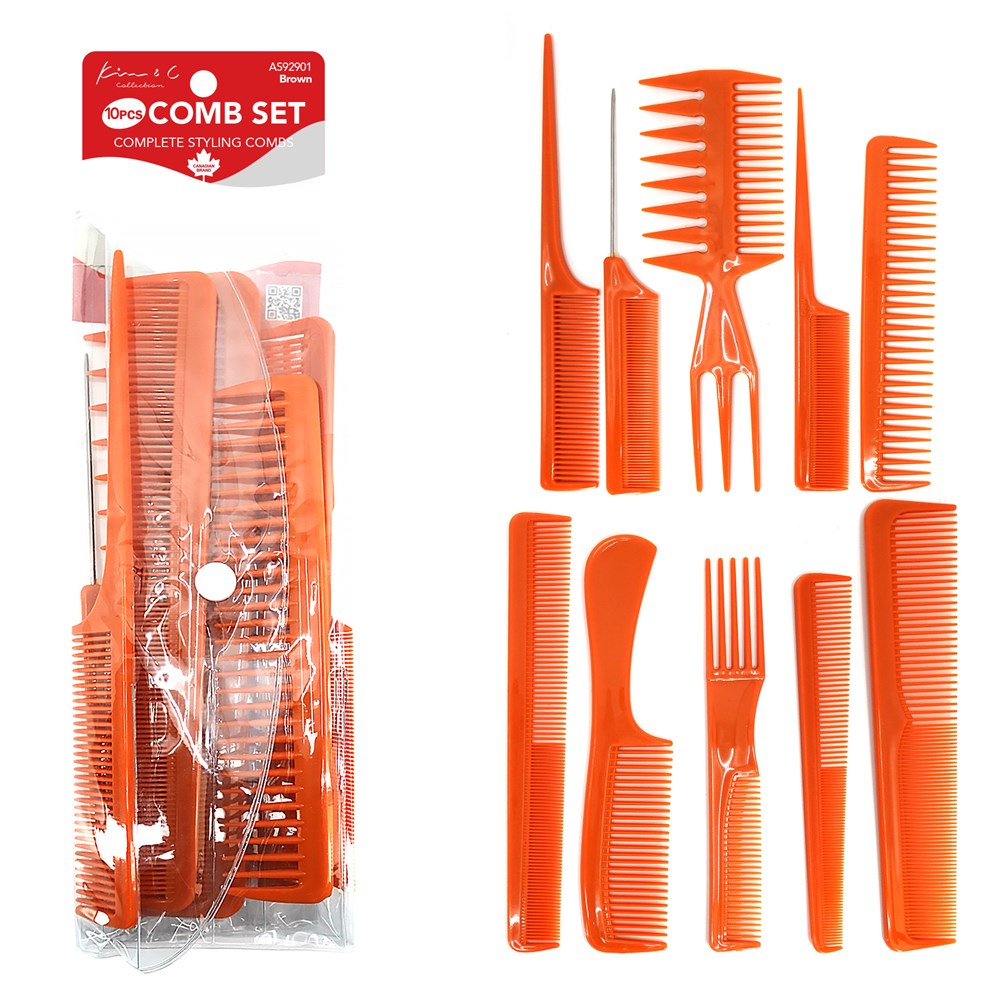 KIM & C 10pcs Comb Set - Brown